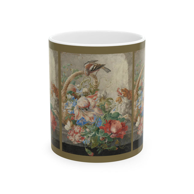 A Basket with Flowers by Herman Henstenburgh Ceramic Mug 11oz