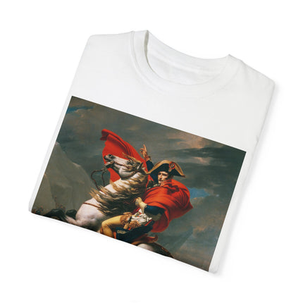 Napoleon Crossing the Alps by Jacques-Louis David Unisex Garment-Dyed T-shirt