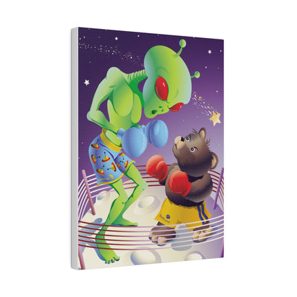 Cosmic Clash – Playful Alien and Bear Boxing Match