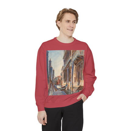 Gondola Moorings on the Grand Canal by John Singer Sargent Unisex Garment-Dyed Sweatshirt