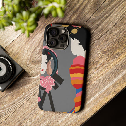Geisha Mirror Phone Case – Elegant Reflection & Timeless Beauty
