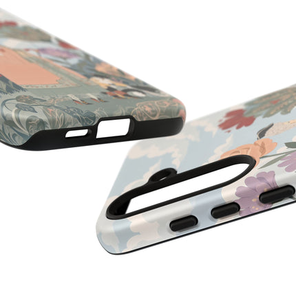 🌹🐈 The Lady And Puss In Boots Phone Case – Art Deco Floral Whimsy