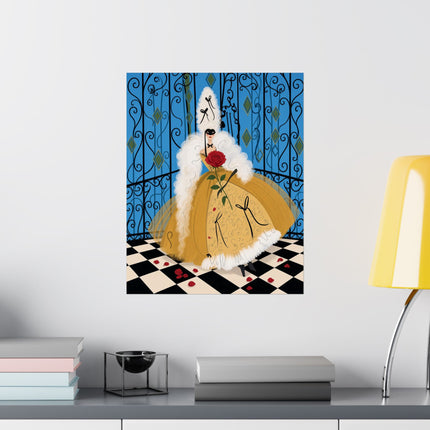 🎭🌹 The Lady Of The Masquerade Rose Matte Vertical Poster – Art Deco Fashion Whimsy