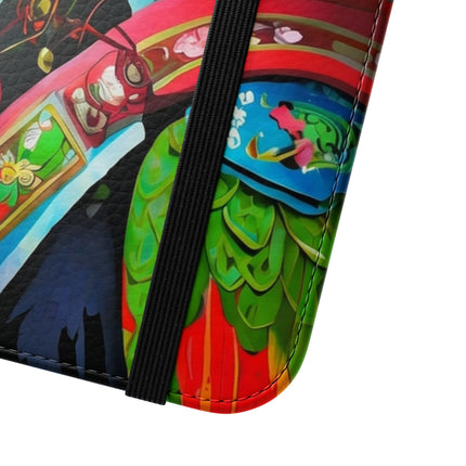 🦜⚡ Tech Plumes Flip Case – Neon Feathers & Futuristic Brilliance