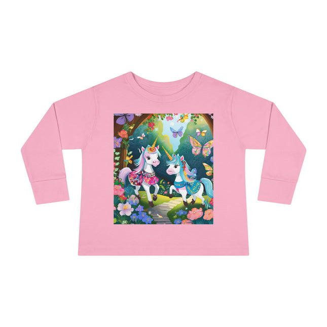 Baby Unicorns and Fluttering Butterflies Toddler Long Sleeve Tee