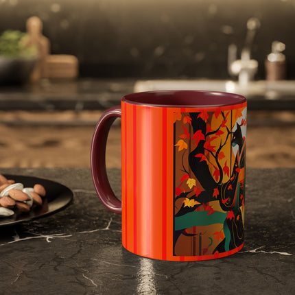 Black Cat in Kimono Colorful Mugs, 11oz