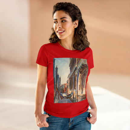 Gondola Moorings on the Grand Canal by John Singer Sargent Women's Midweight Cotton Tee