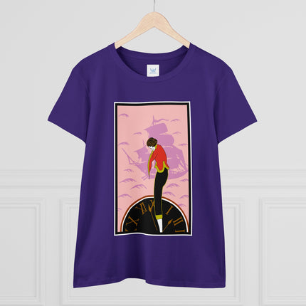 Woman Waiting for her Beloved at 1:59 by Kobayashi Kaichi Women's Midweight Cotton Tee