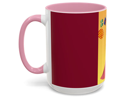 Elegant Holiday Woman with Gifts Colorful Mugs (11oz, 15oz)