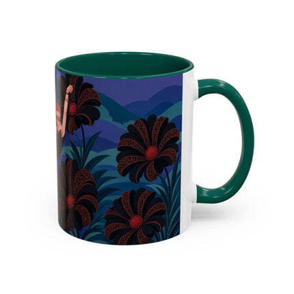 🖤🌺 The Midnight Floral Acrobat Colorful Mug – Art Deco Fashion Whimsy