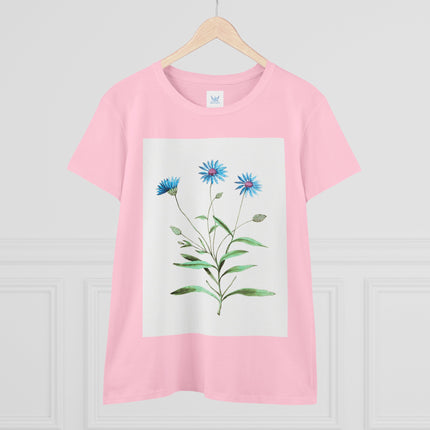 Blue Strawflower by Anselmus Boëtius de Boodt Women's Midweight Cotton Tee