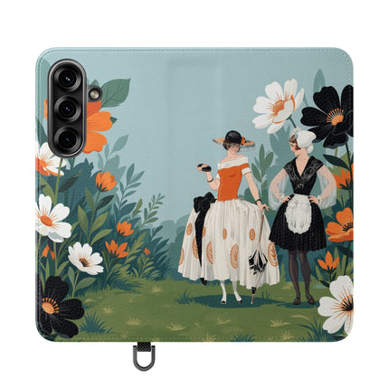 🌼🖤 The Ladies Of The Garden Promenade Flip Case – Art Deco Floral Fashion