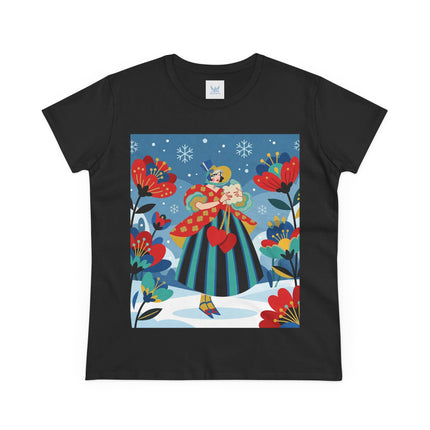 ❤️❄️ The Winter Heart Messenger Cotton Tee – Art Deco Winter Enchantment