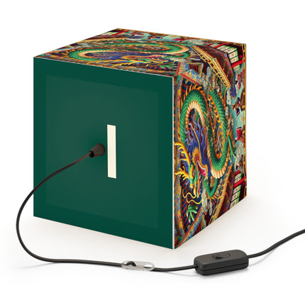 Tibetan Dragon Over Kabuki Duel Light Cube Lamp