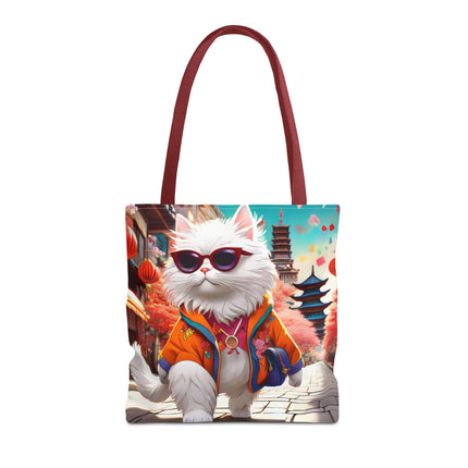Fashionista Feline Puzzle Tote Bag (AOP)