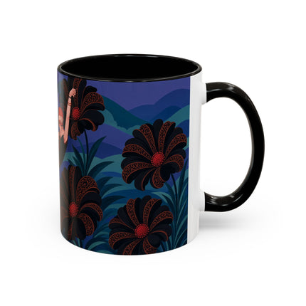 🖤🌺 The Midnight Floral Acrobat Colorful Mug – Art Deco Fashion Whimsy
