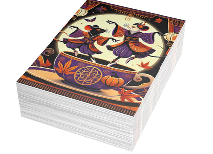 Theatrical Halloween Kabuki Mice on Teacup Postcards (envelopes included) - Bundles of 10, 30, 50 Pieces