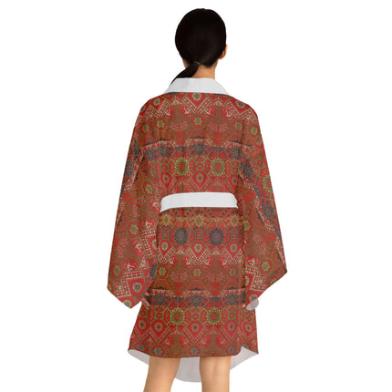 Japanese Fan Pattern by G.A. Audsley Long Sleeve Kimono Robe (AOP)