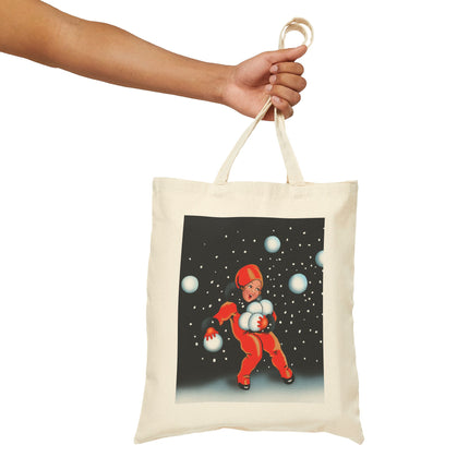 Festive Snowball Cotton Canvas Tote Bag