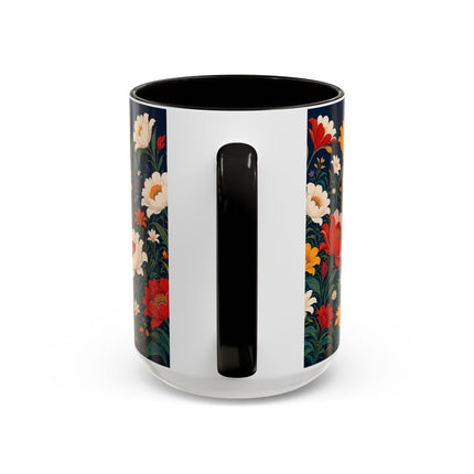 🌺🐦 The Enchanted Birdcage Garden Colorful Mug – Art Deco Floral Fantasy