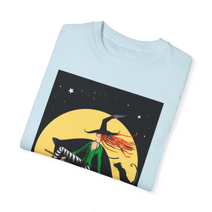 A Witch’s Moonlit Flight Unisex Garment-Dyed T-shirt