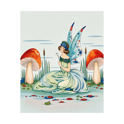 🧚🍄 The Lady Of The Enchanted Mushroom Garden Matte Vertical Poster – Art Deco Fairy Fantasy