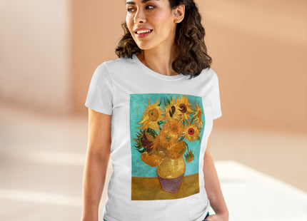 Vase with Twelve Sunflowers by Vincent van Gogh Women's Midweight Cotton Tee