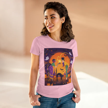 🎃🕯️ The Midnight Halloween Greeting Cotton Tee – Vintage Halloween Charm