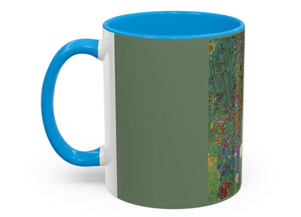 Farm Garden with Sunflowers by Gustav Klimt Colorful Mugs (11oz, 15oz)