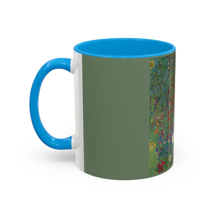 Farm Garden with Sunflowers by Gustav Klimt Colorful Mugs (11oz, 15oz)