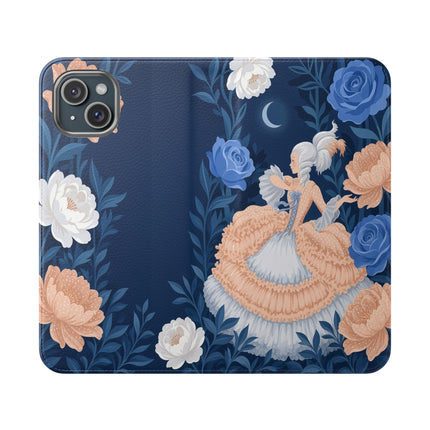 🌙🌸 The Lady Of The Moonlit Flowers Flip Case – Art Deco Floral Reverie