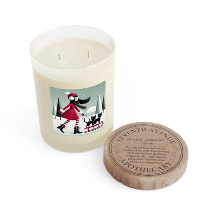 Red Sled & Curious Cats Scented Candle - Full Glass, 11oz