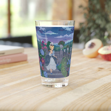 🦚🌸 The Peacock Garden Terrace Pint Glass – Art Deco Floral Elegance