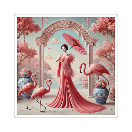 Petals, Porcelain, and Flamingos Kiss-Cut Stickers (4 Stickers)