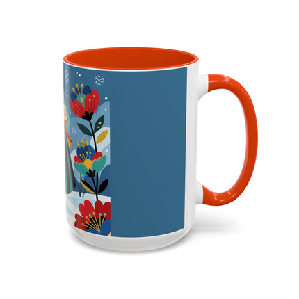 ❤️❄️ The Winter Heart Messenger Colorful Mug – Art Deco Snow Garden Fantasy