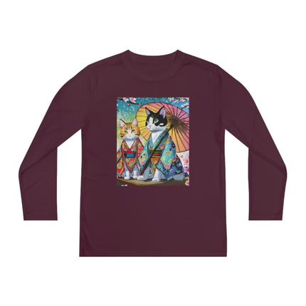 Kimono Kitties Youth Long Sleeve Competitor Tee – Anime Charm & Whimsical Elegance