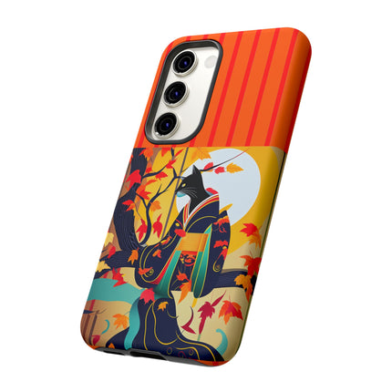 Black Cat in Kimono Phone Cases
