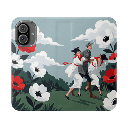 🌺🎩 The Ladies Of The Scarlet Garden Flip Case – Art Deco Floral Adventure