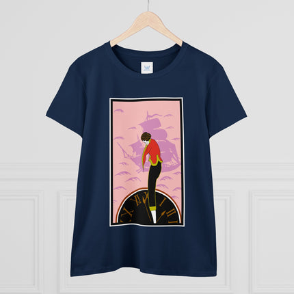 Woman Waiting for her Beloved at 1:59 by Kobayashi Kaichi Women's Midweight Cotton Tee
