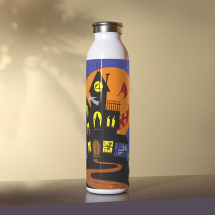 Halloween Night at the Haunted House Slim Water Bottle