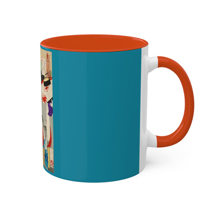 Looking Observant; The Appearance of a Kyoto Waitress of the Meiji Era by Tsukioka Yoshitoshi Colorful Mugs, 11oz