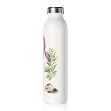 Tulip, Branches of Myrtle, and Shells by Maria Sibylla Merian Slim Water Bottle