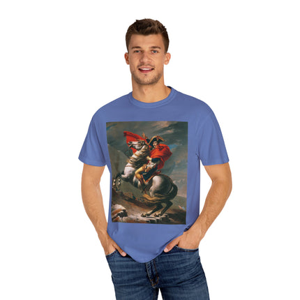 Napoleon Crossing the Alps by Jacques-Louis David Unisex Garment-Dyed T-shirt