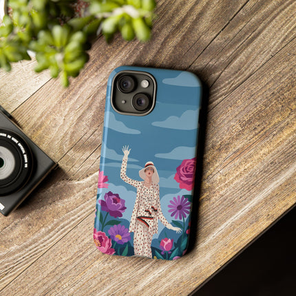 🌺👒 The Grand Flower Promenade Phone Case – Art Deco Fashion Illustration