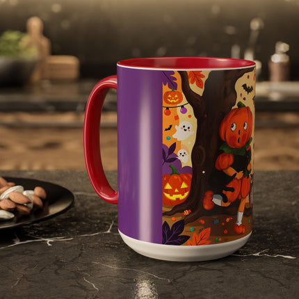 🎃🐈‍⬛ The Pumpkin Child’s Halloween Parade Colorful Mug – Whimsical Storybook Charm