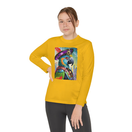 Tech Plumes Youth Long Sleeve Competitor Tee – Neon Wings & Cyberpunk Adventure