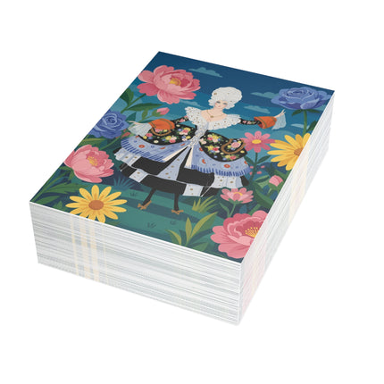 🌹🌼 The Lady Of The Enchanted Flower Garden Greeting Card – Art Deco Floral Elegance