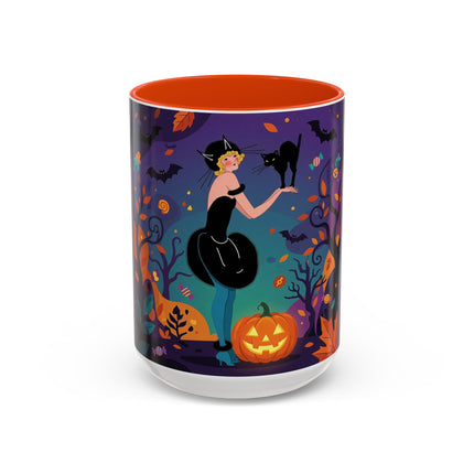 🐈‍⬛🎃 The Midnight Black Cat Masquerade Colorful Mug – Whimsical Halloween Elegance