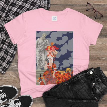 Rococo Grandeur Women's Midweight Cotton Tee – Opulent Elegance & Theatrical Charm