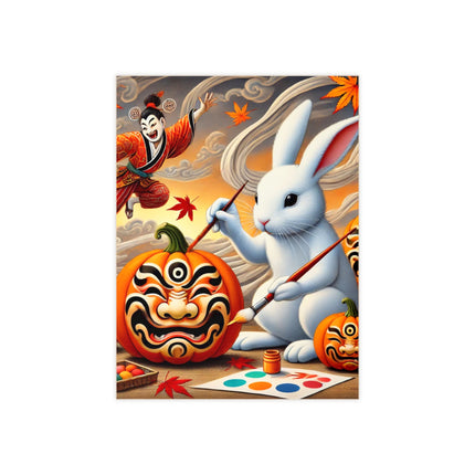 Halloween Rabbit’s Kabuki Jack-o’-Lanterns Ceramic Tile
